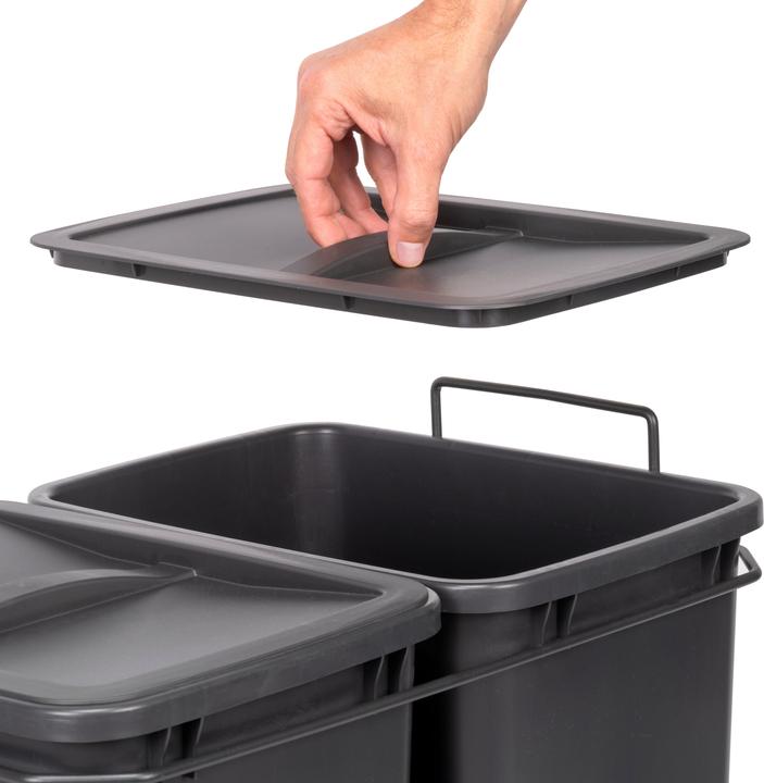 Produktbild Emuca Recyclingbehälter für die Küche mit Bodenbefestigung und manueller Auszug (70 l)