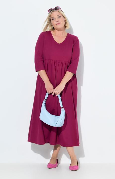 Produktbild Ulla Popken Jerseykleid, Empirenaht, V-Ausschnitt, 3/4-Arm, Taschen (50, 52)