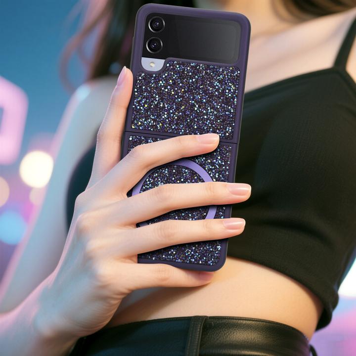 Produktbild Cadorabo Samsung Galaxy Z FLIP 4 Hülle kompatibel mit MagSafe Glitzer Case (Samsung Galaxy Z Flip4)