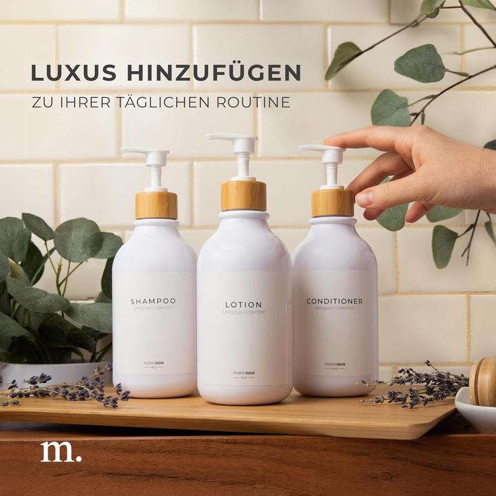 Image du produit Maisonovo 3er-Set Shampooflaschen zum Befüllen mit Wandhalterung