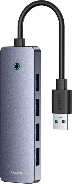 Immagine prodotto Baseus Hub 4in1 UltraJoy Lite 15cm da USB-A a 4x USB 3.0 + USB-C 5V (grigio) (USB-A, 4 porte)