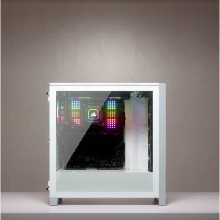 Actual product image Corsair iCUE 4000X RGB Mid-Tower White tempered glass case (ATX, mATX, Mini-ITX, E-ATX)