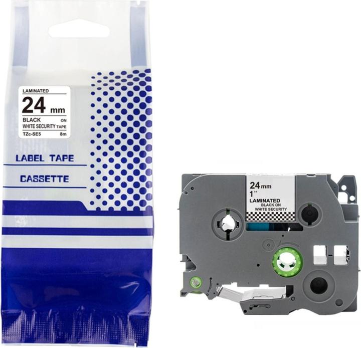 Produktbild Hermex Alternatives Siegelband zu Brother Tze-SE5 Etiketten Beschriftungsband (2.40 cm, Schwarz, Weiss)