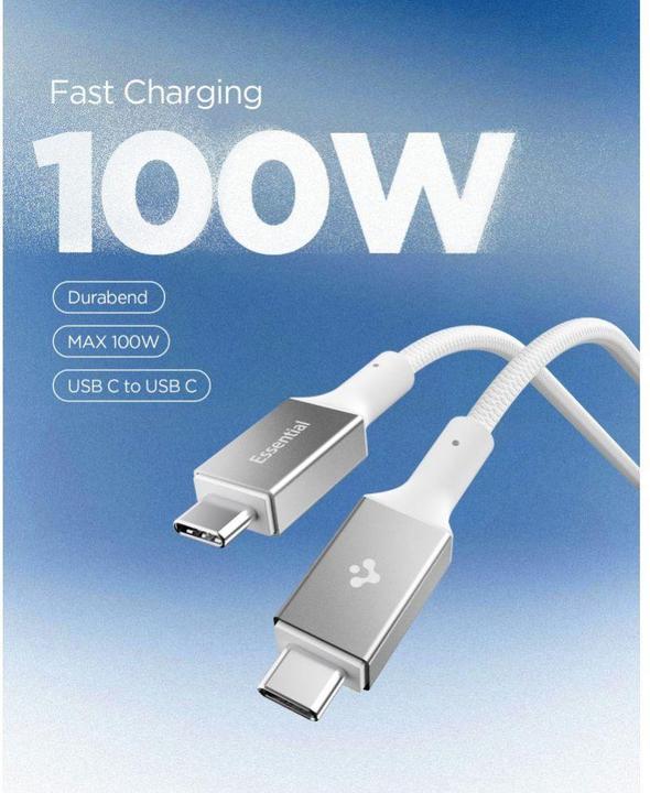 Produktbild Spigen Kabel EB10015CC Essential USB-C 100W 1.5m biały (1.50 m, USB 3.2 Gen 1, 100 W)