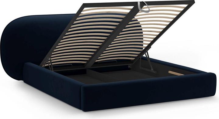 Actual product image Micadoni Velvet Storage Bed With Headboard, "Ovalo", Royal Blue, 234x250x96 Made in Europe (160 x 200 cm)