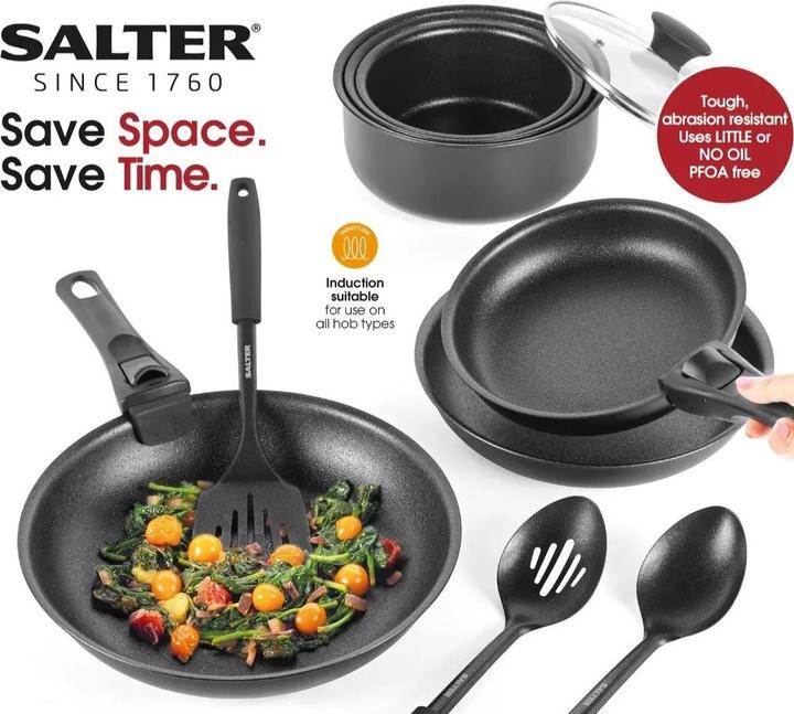 Actual product image Salter BW12055IS Clip & Cook 14-Piece Kitchen Set (Pan set + pot set, Aluminium)