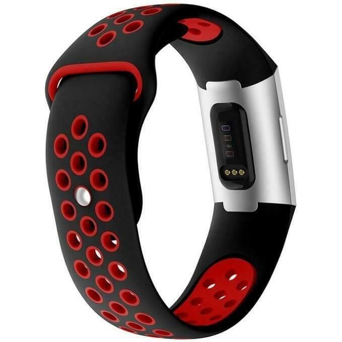 Thumbnail - Strap-it Sportarmband (Silikon, Charge 3), Uhrenarmband, Schwarz, Rot, Mehrfarbig