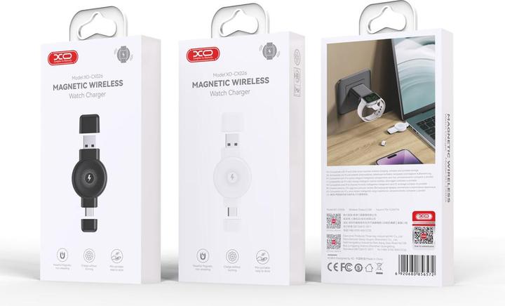 Image du produit xO chargeur de montre sans fil QI CX026 USB+USB-C 2,5W blanc (2.50 W)