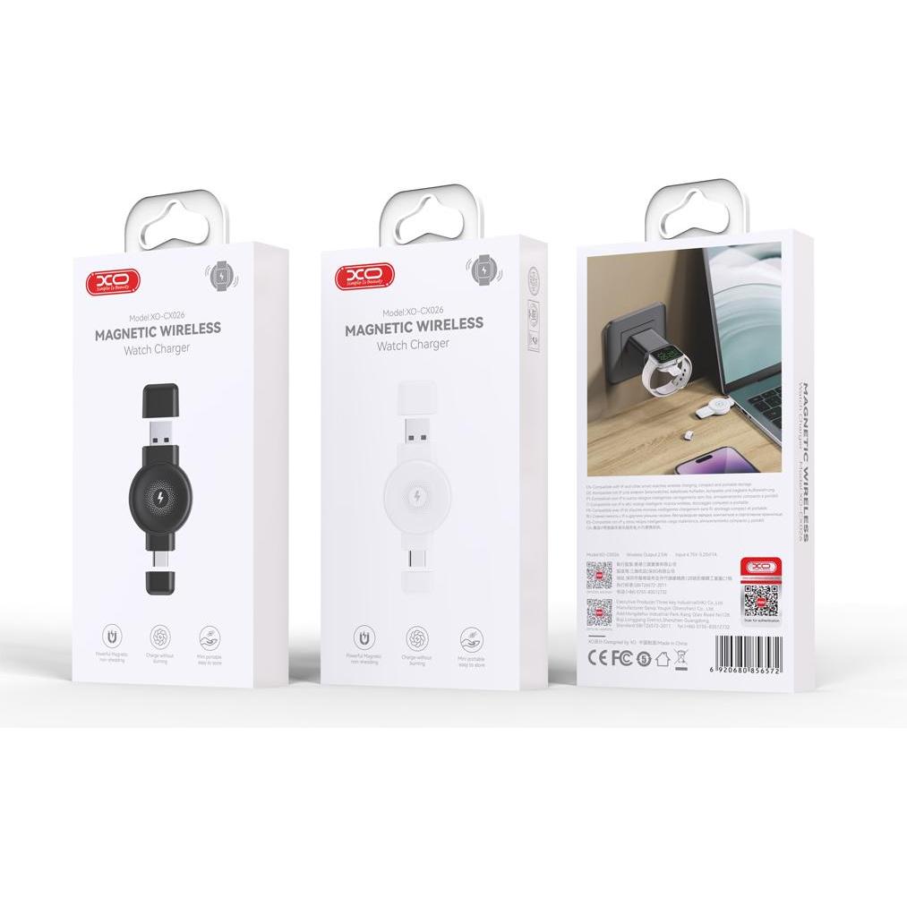Thumbnail - xO Drahtloses Uhrenladegerät QI CX026 USB+USB-C 2,5W schwarz (2.50 W), Wireless Charger, Schwarz