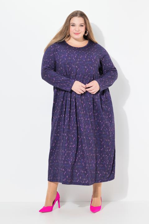 Produktbild Ulla Popken Jerseykleid, grafischer Druck, A-Linie, Rundhals, Langarm (54)