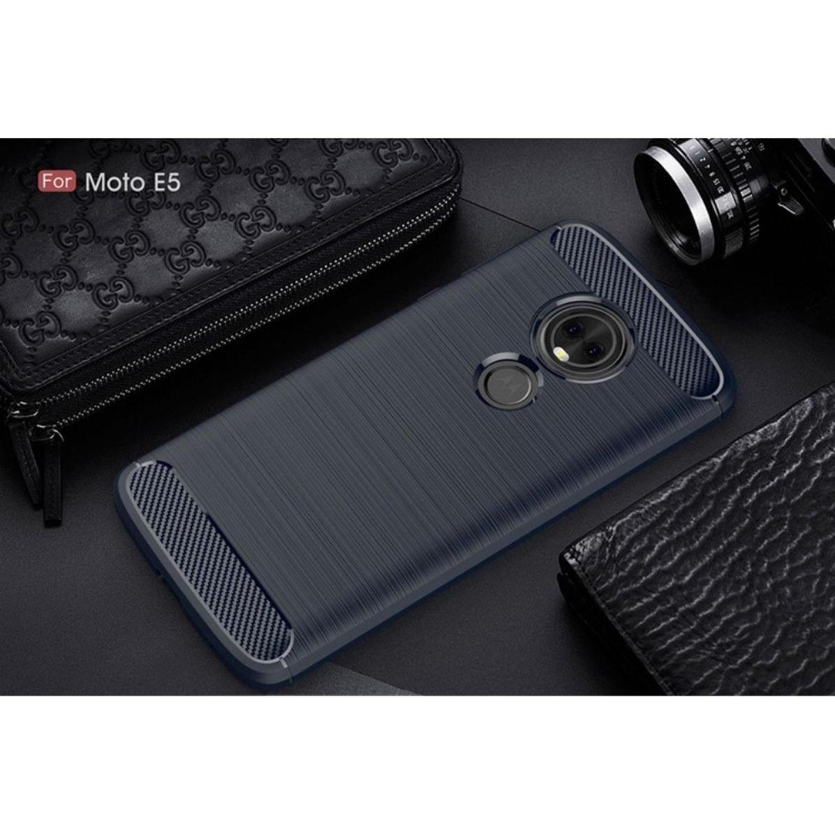 Thumbnail - König Design Hülle Handy Schutz für Motorola Moto G6 Play Case Cover Bumper Carbon Optik Blau (Motorola Moto G6 Play), S...