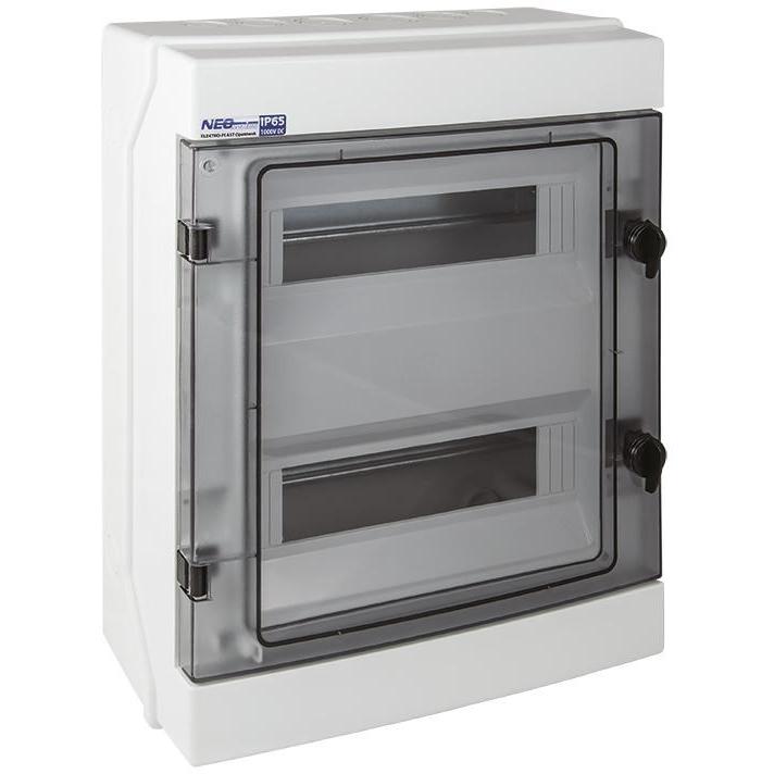 No Name, Systemstromversorgung, RH-24 ROZDZIELNIA PLASTIKOWA NT 24M 2X 12M N+PE IP65 420X330X138 DRZWI DYMNE BIAŁY NEOSE...