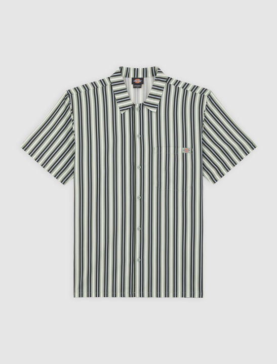 Dickies Multi Stripe Work Shirt Ss Iceberg Green