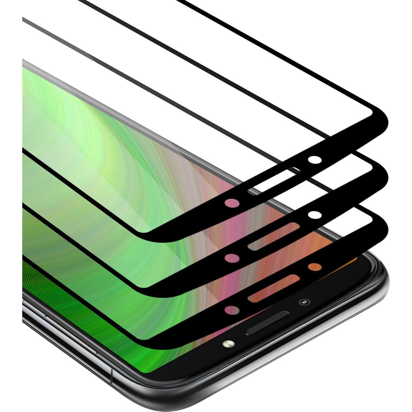 Cadorabo Vollbild Displayschutzglas (3 Stück, Motorola Moto E5 Plus), Smartphone Schutzfolie, Schwarz