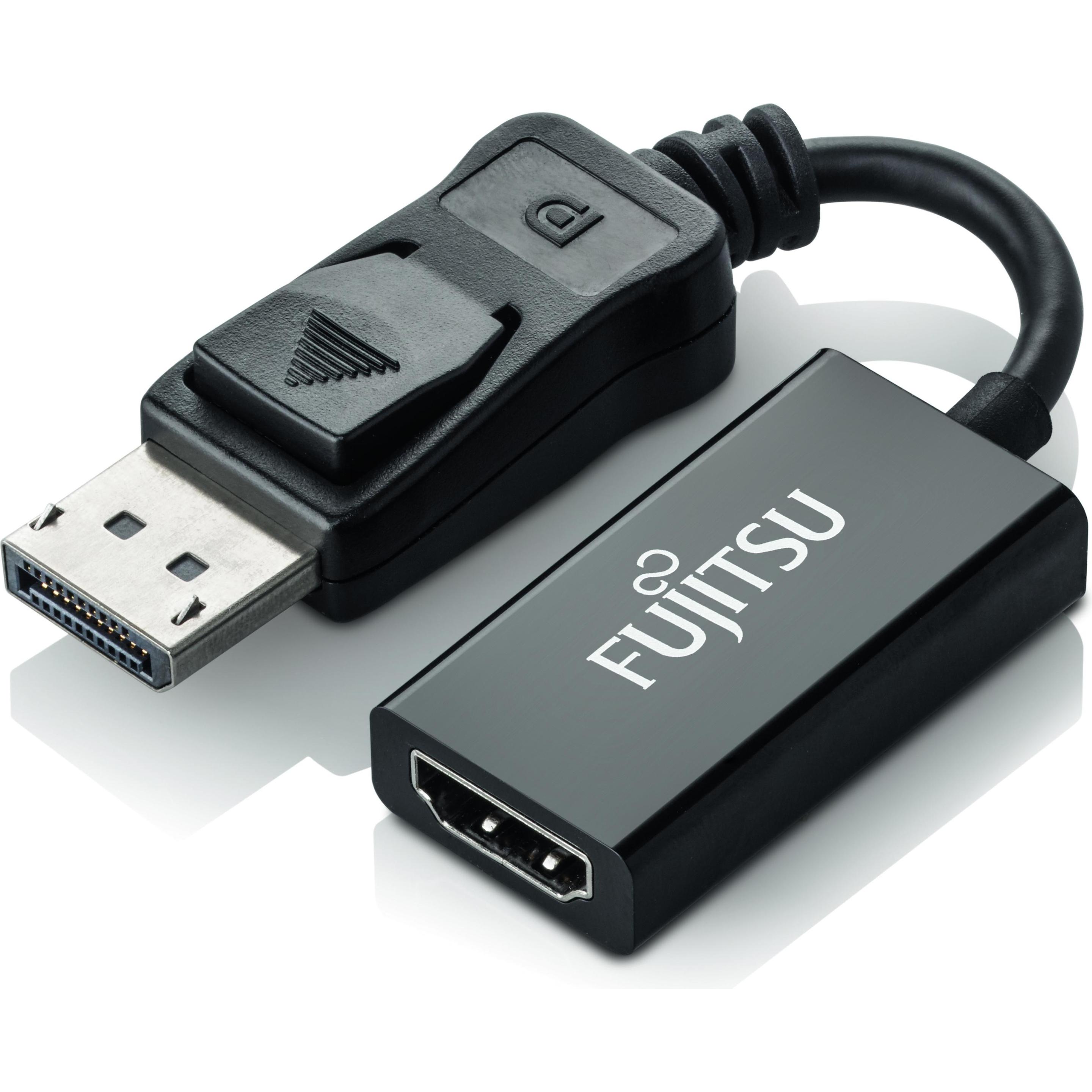 Fujitsu DP1.2 TO HDMI2.0 ADAPTER (HDMI, 15 cm), Data + Video Adapter, Schwarz