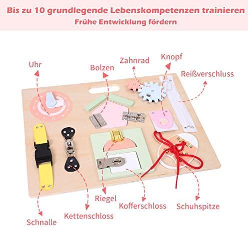 Produktbild Activity Board ab 1 2 Jahre, Holz Busy Board für Kleinkinder, Sensorik Motorikbrett mit