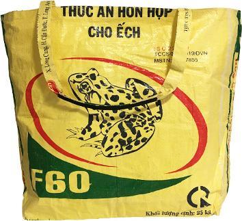 Produktbild Bekos Upcycling - Grosser Shopper XXL aus recycelten Futtersäcke Frosch gelb