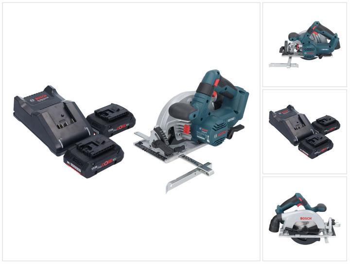 1.0 x 20 mm, 24 ( 2 608 837 685 ) , 1x rip fence ( 2 608 000 817 ), 2x Bosch GBA 18 V 4.0 Ah ProCORE slide-in battery, 1x&nbspBosch GAL 18V-40 charger, 1x Bosch GKS 18V-57-2 Professional cordless portable circular saw, 1x circular saw blade, Standard for Wood, 165 x 1.5