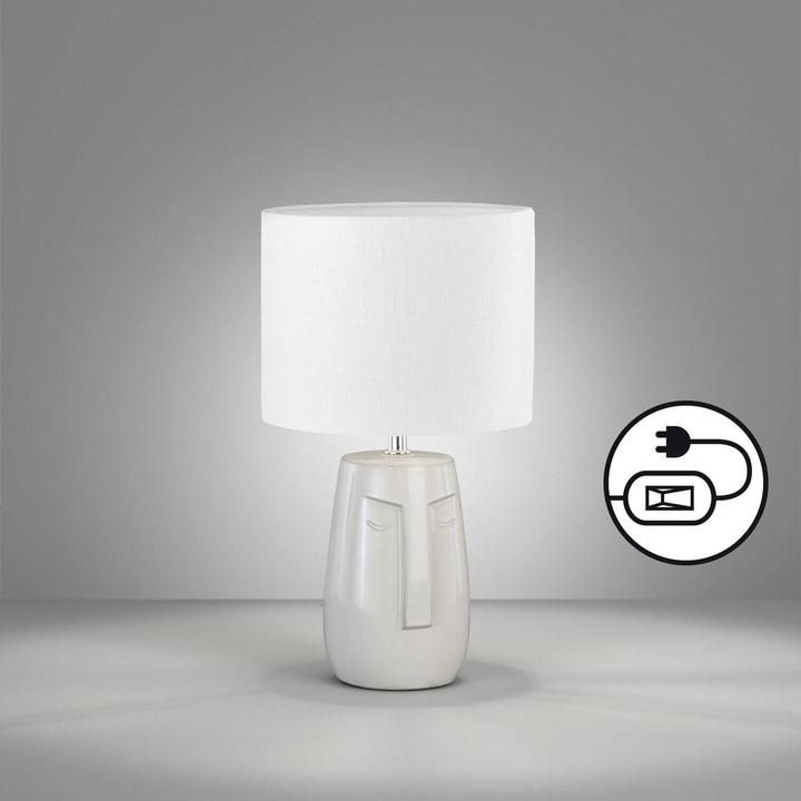 Actual product image Fischer & Honsel Honsel Face table lamp E14 fabric shade linen white beige 50715