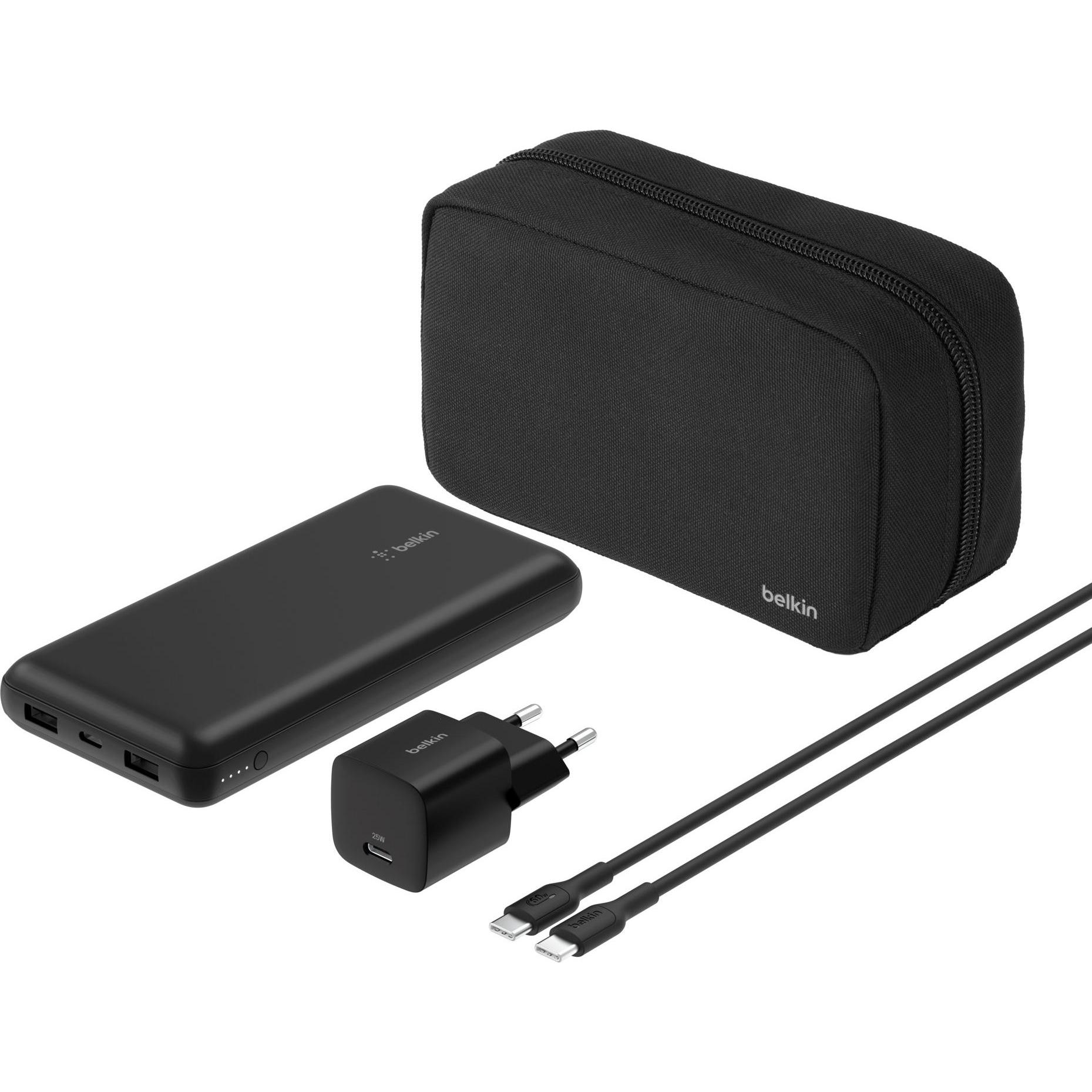 Belkin BoostCharge Powerbank Set 20.000mAh USB-C Ladeg. BU042kqBK (20000 mAh, 25 W), Powerbank, Nero