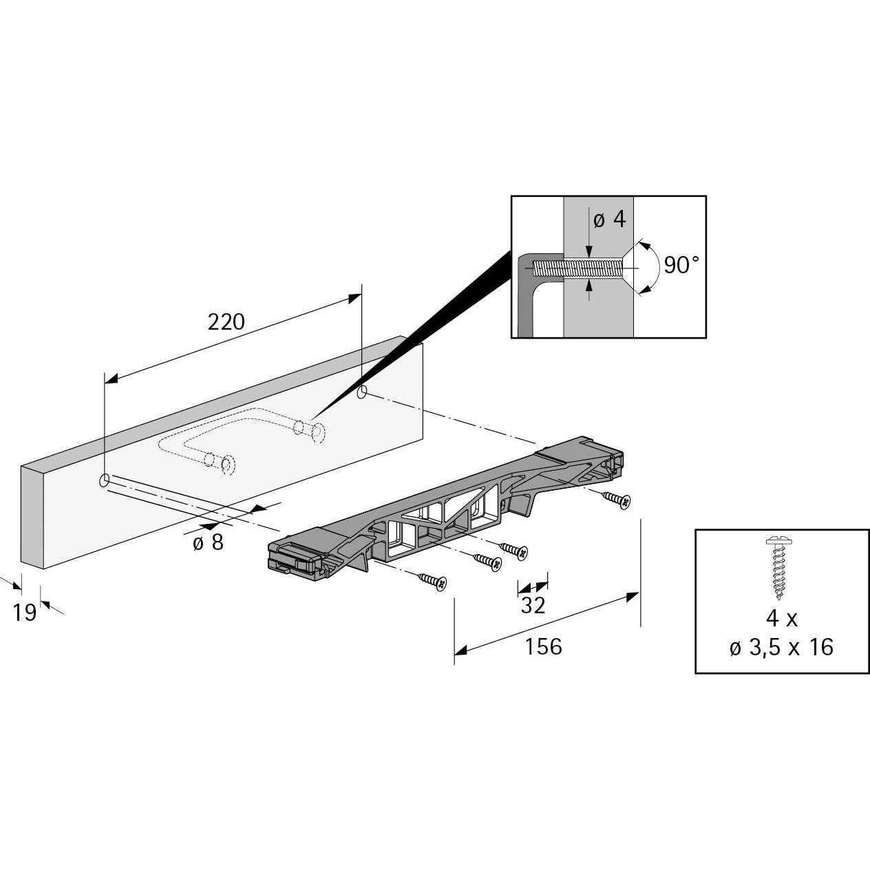Thumbnail - Hettich, Möbelausstattung, Blendenanbindung EB 292 Systema Top 2000 (1 Stk.)