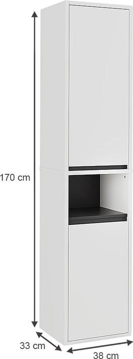 Produktbild Vicco Hochschrank Viola, Weiss/Grau, 38 x 170 cm mit 2 Türen