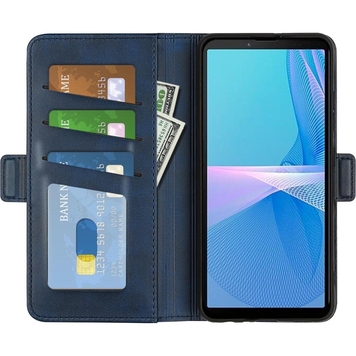 Screenguard Sony Xperia 10 IV CardLounge Lederhülle (Sony Xperia 10 IV), Smartphone Hülle, Blau