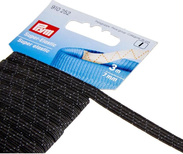 Image du produit Prym Super-élastique, noir 7 mm, carte 3 m