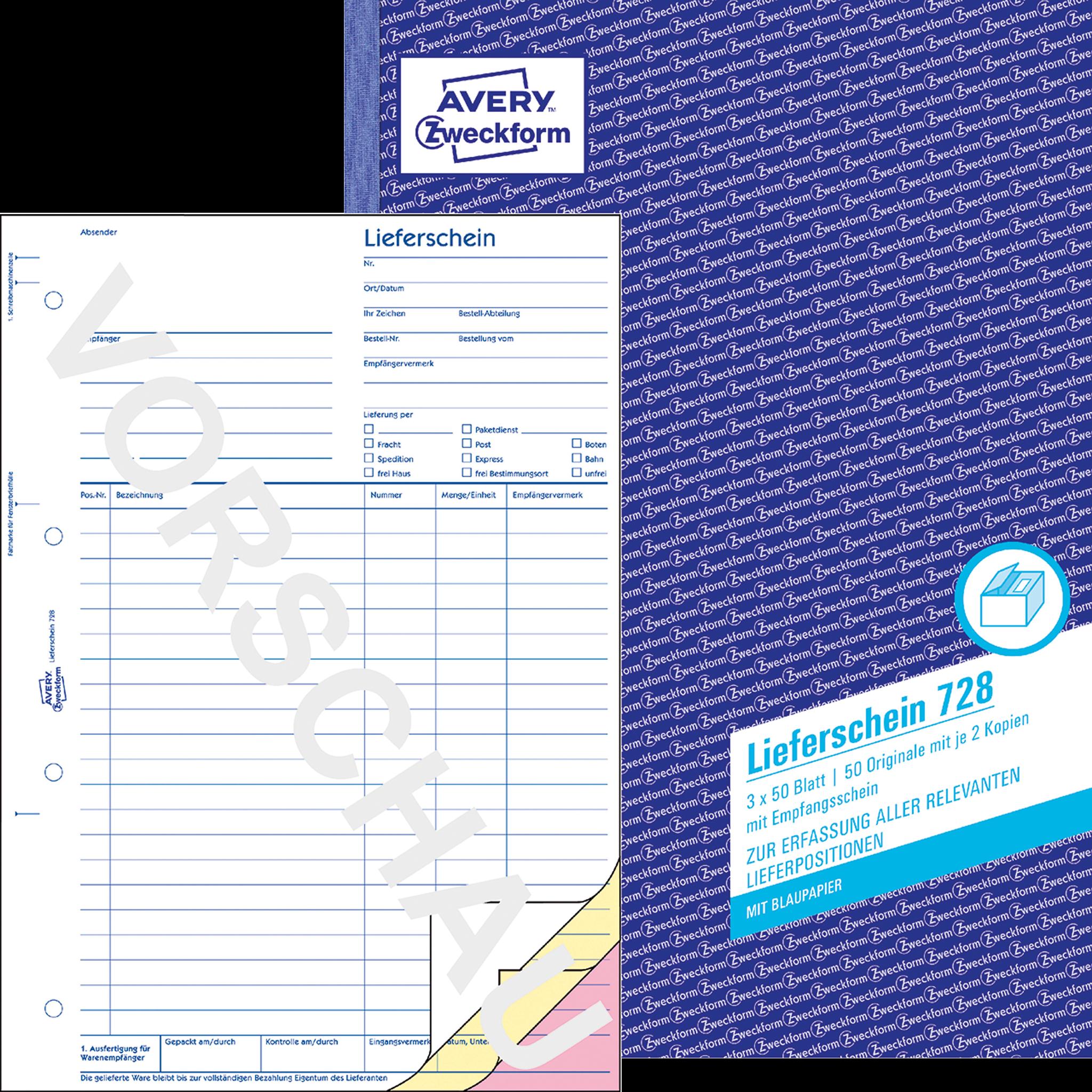 Avery, Formular, Lieferscheine mit Empfangsschein (50 x)