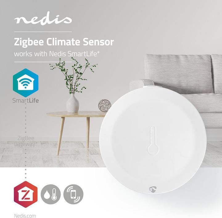 Immagine prodotto Nedis Smart Klimasensor ZBSC10WT | Zigbee 3.0 | Batteriebetrieben | Android™ / IOS | Weiss