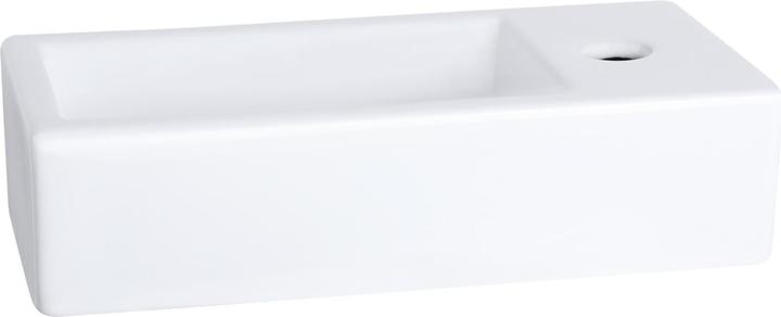 Produktbild Differnz Ravo Fonteinset - Wasbak Keramiek - Wit - Gebogen Kraan - Mat Zwart - Standaard Greep - 38.5 x 18.5 (185 mm, 385 mm)