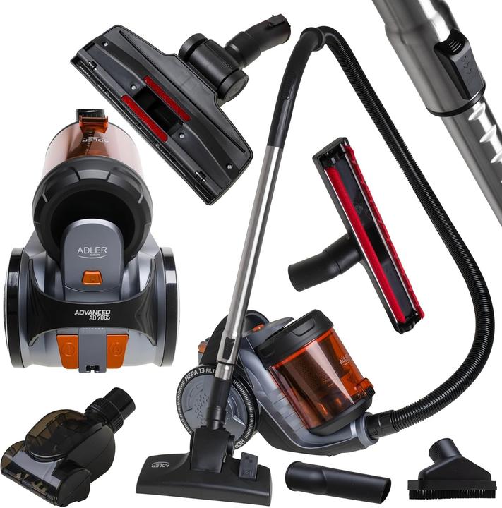 Actual product image Adler Cyclone Vacuum Cleaner | AD 7065 | Bagless | Power 700 W | Dust capacity 1.6 L | Black/Red