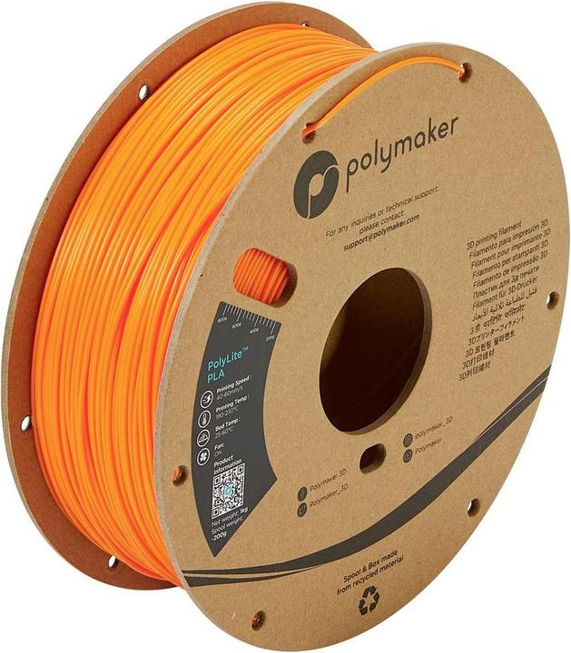 Produktbild Polymaker PolyLite PLA V2 - Orange - 2.85mm (PLA, 2.85 mm, 1000 g, Orange)