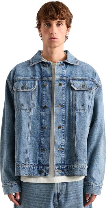 Actual product image AVX Mens Edwards Leather Patch Denim Jacket (S)