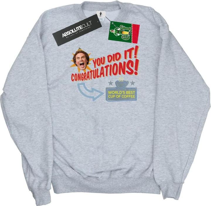 Actual product image Elf Womens/Ladies World's Best Coffee Sweatshirt (S)