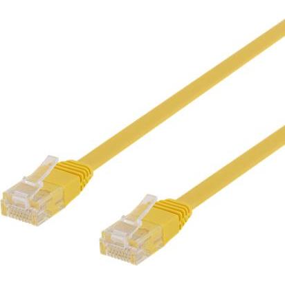 Deltaco U/UTP Cat6 patch cable flat 0.3m 250MHz yellow (U/UTP, CAT6, 0.30 m), Netzwerkkabel
