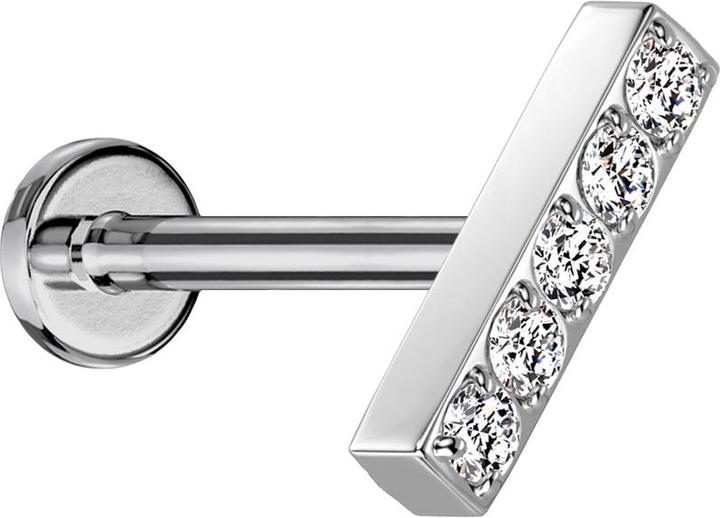 Immagine prodotto Star Piercing Micro Labret senza fili argento Bar Crystals argento (senza ottone, Titanio)