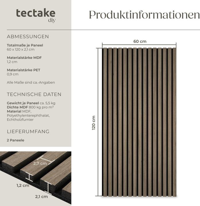 Produktbild tectake 2er Set Akustikpaneele Sonic Wall (2 Stk.)
