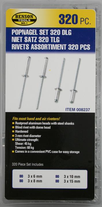 Benson Pop rivet set 320 pieces