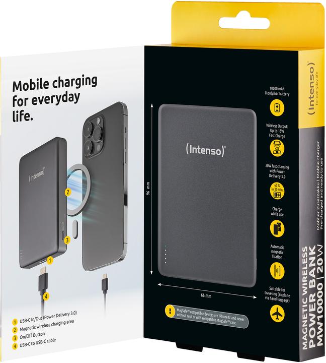 Actual product image Intenso Magn. Wireless Powerbank MW10000 10000 mAh Grey (10000 mAh, 20 W, 37 Wh)