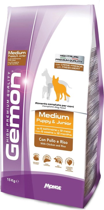 Produktbild Monge Puppy & Junior Medium - Huhn & Reis (Junior, Welpe + Kitten, 1 Stk., 15000 g)