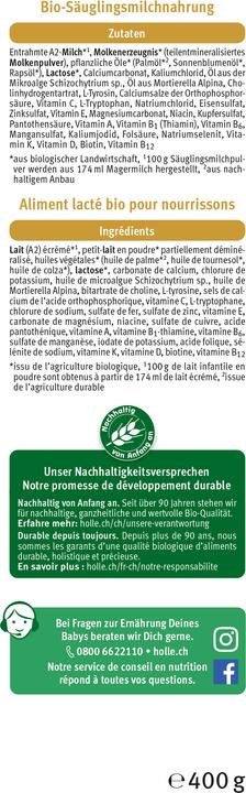 Nutritional values and ingredients Holle Organic starter milk (460 g, up to 12 M.)