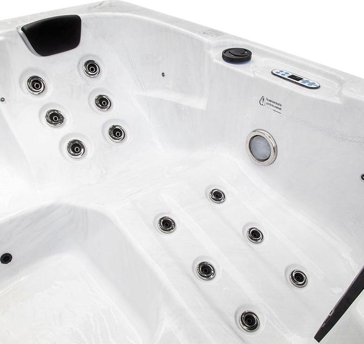 Produktbild Home Deluxe Outdoor Whirlpool WHITE PEARL, 27 Massagedüsen, Beleuchtung, Treppe und Thermoabdeckung, 3 Personen