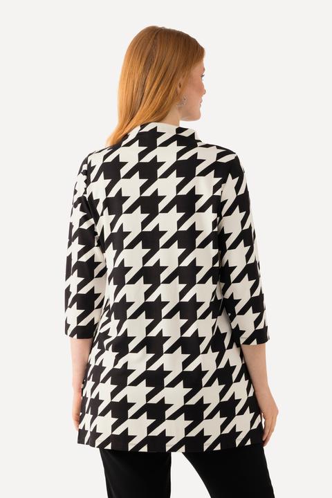 Immagine prodotto Ulla Popken Felpa dal taglio oversize con pied-de-poule, collo alto e maniche a 3/4 (46, 48)