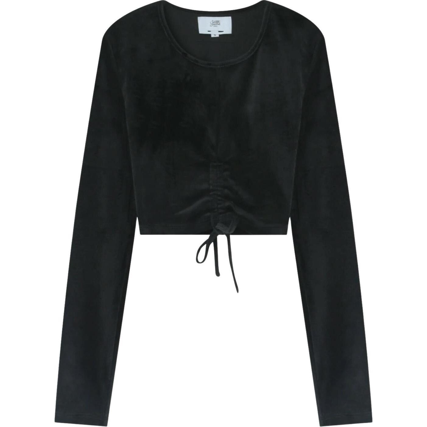Sixth June, Damen, Shirt, crop top t-hirt damen ixth june cordon detail, Schwarz, (S)