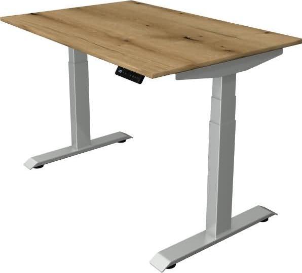 Produktbild Kerkmann Move 4 elektrisch höhenverstellbarer Schreibtisch eiche rechteckig, T-Fuss-Gestell silber 12 (120 x 80 x 129 cm)