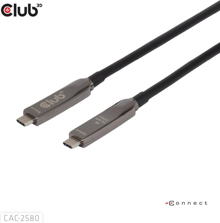 Immagine prodotto Club 3D Club3D USB-C AOC-Kabel 8K/ 10Gbps/ 60W 15m St/St (15 m, USB 3.2 Gen 2, 60 W)