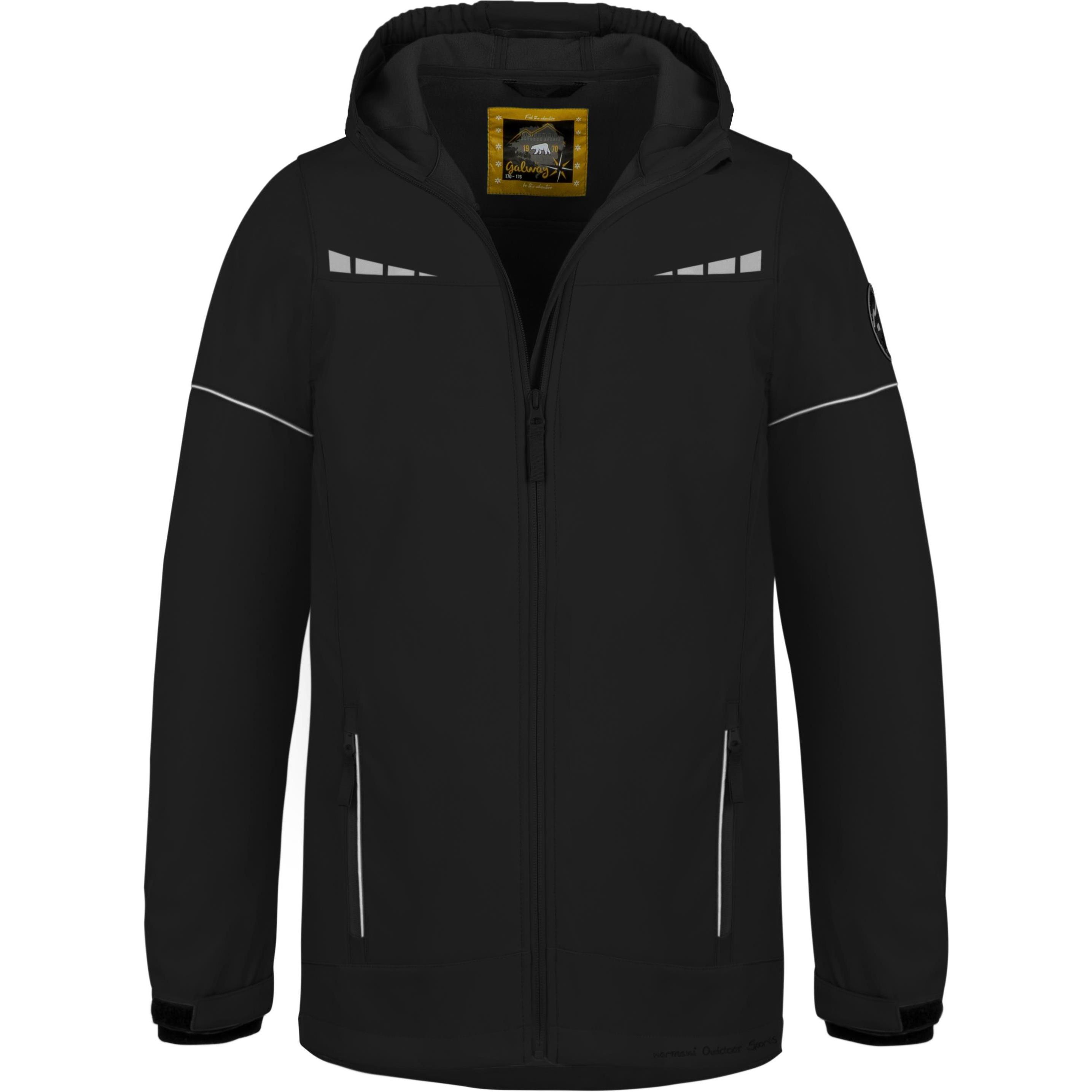 Thumbnail - Normani, Unisex, Jacke, Kinder Softshelljacke Galway (110, 116), Schwarz, 116, 110