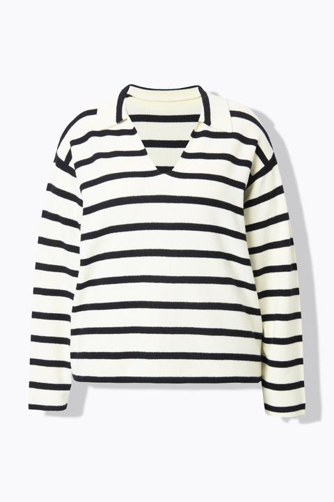 Produktbild Studio Untold Polo-Pullover, oversize, Strukturstrick mit Ringeln (42, 44)