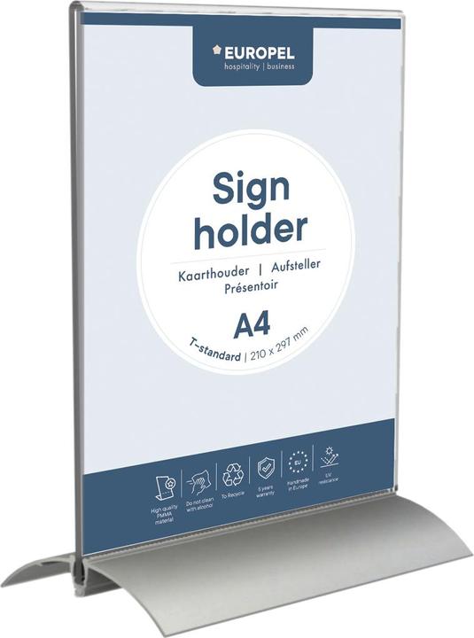 Produktbild Europel Tischaufsteller, DIN A4 hoch, Aluminiumsockel (A4)